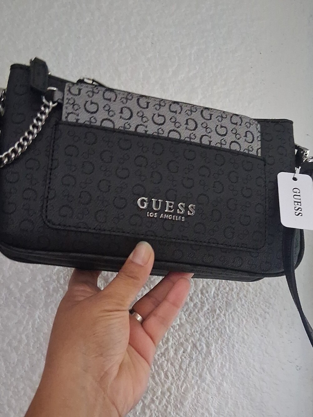 GUESS Black and Gray Logo Crossbody Bag